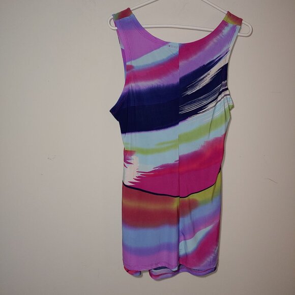 The Pyramid Collection Fantazia Multi Colors Sleeveless Mini Dress Size L Red - Picture 5 of 5